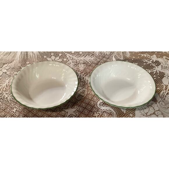 Set of 2 Corelle Country Cottage Small Bowls 7.25” Green Band on Rim - Picture 1 of 10